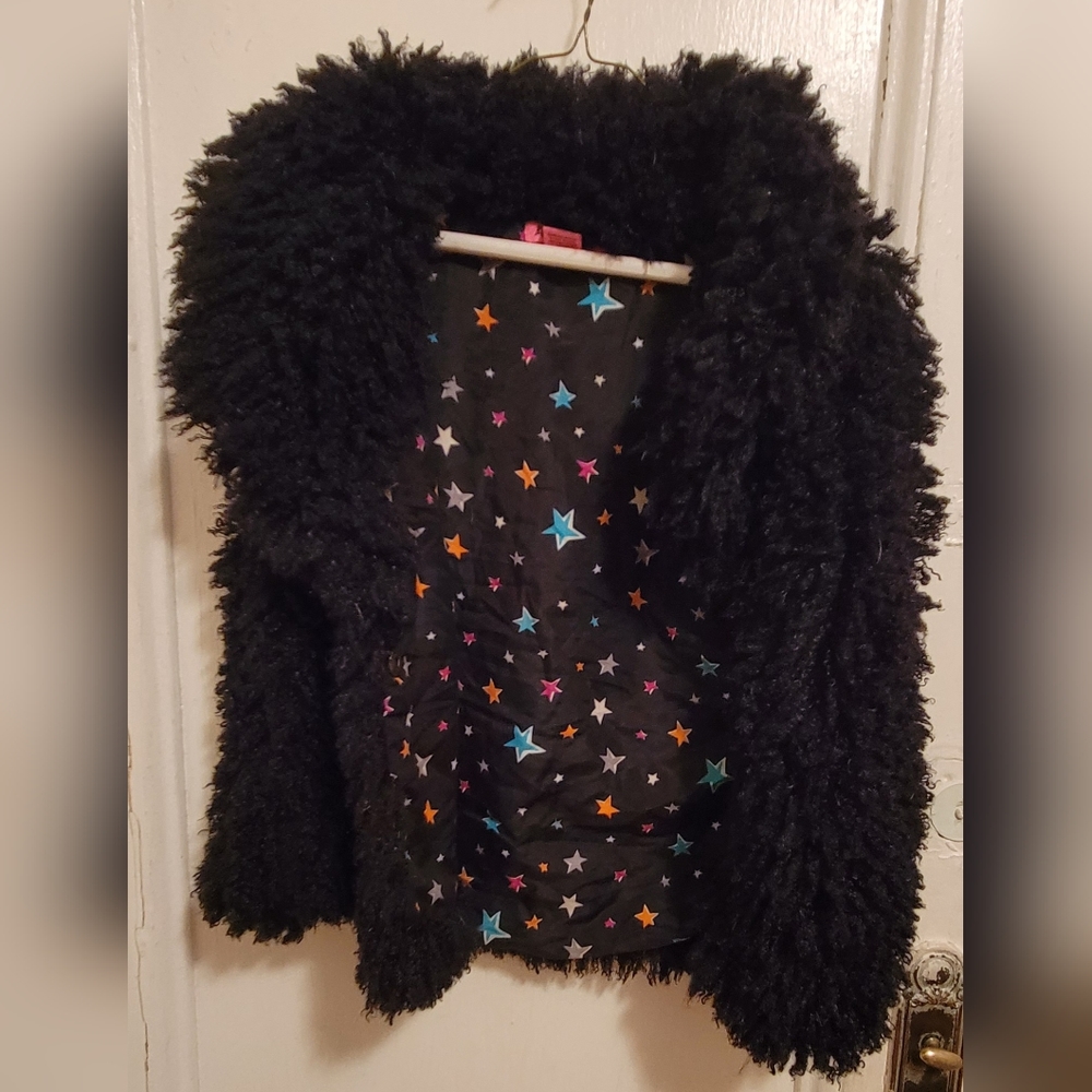Betsey Johnson Faux Fur Vest Size Medium in Black